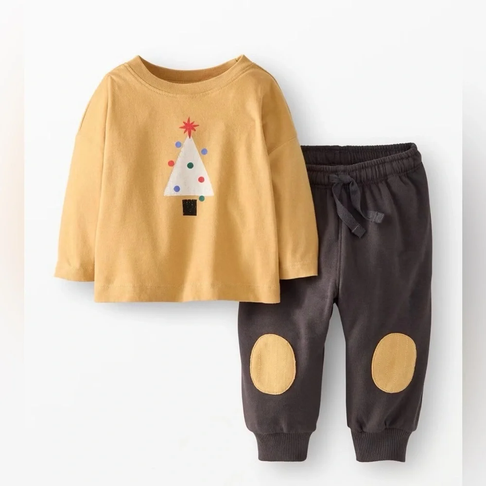 Hanna Andersson Baby Holiday Long Sleeve Graphic T-Shirt & Sweatpants Set 6-12